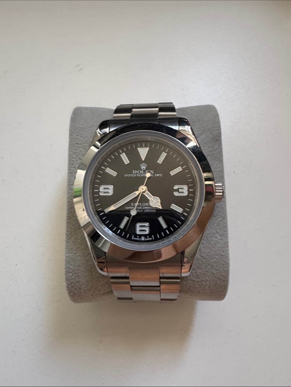Rolex Stainless Steel Black Dial Explorer-Style Watch